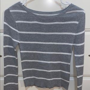 striped grey sweater top